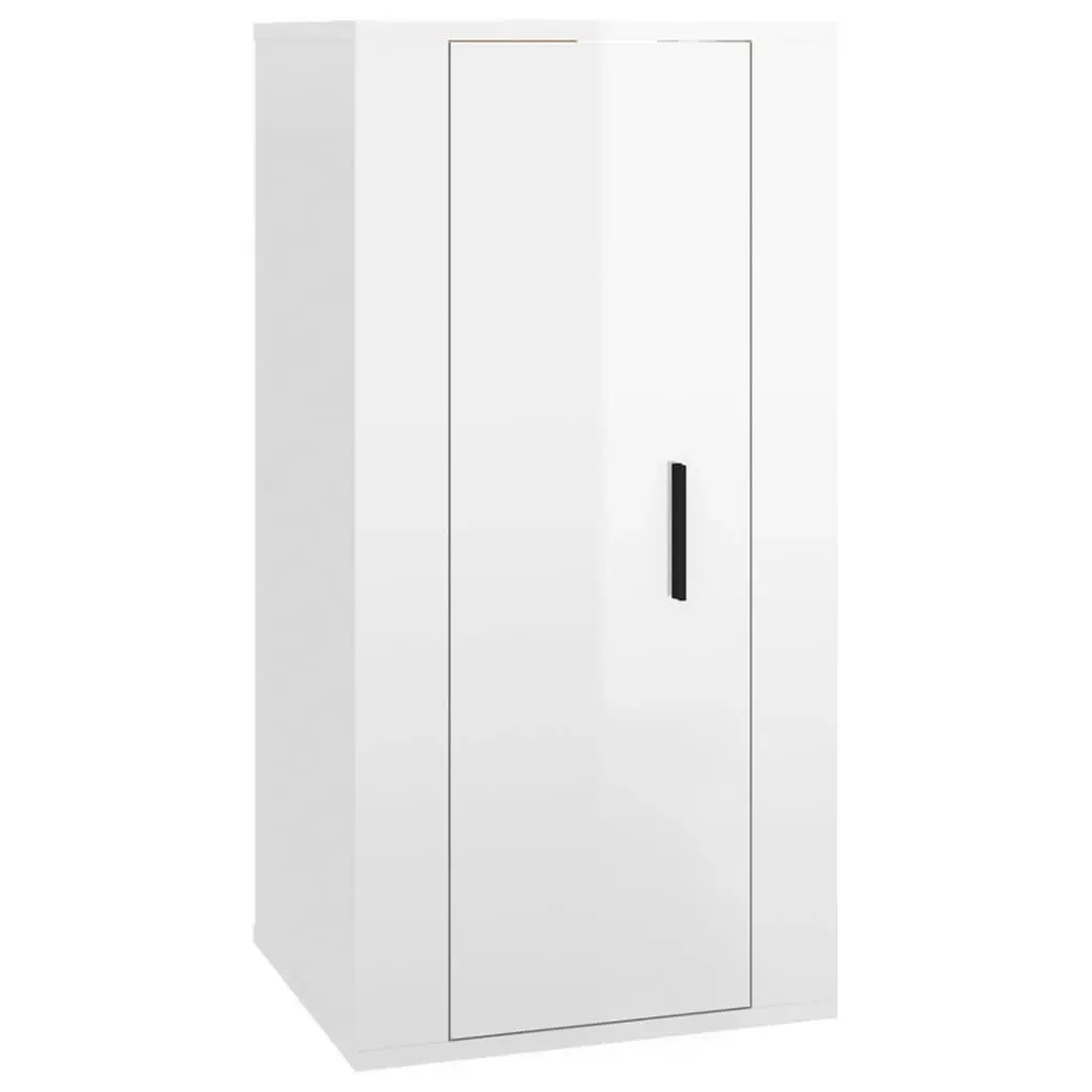 Wall Mounted TV Cabinet High Gloss White 40x34.5x80 cm 816674 - Furniture