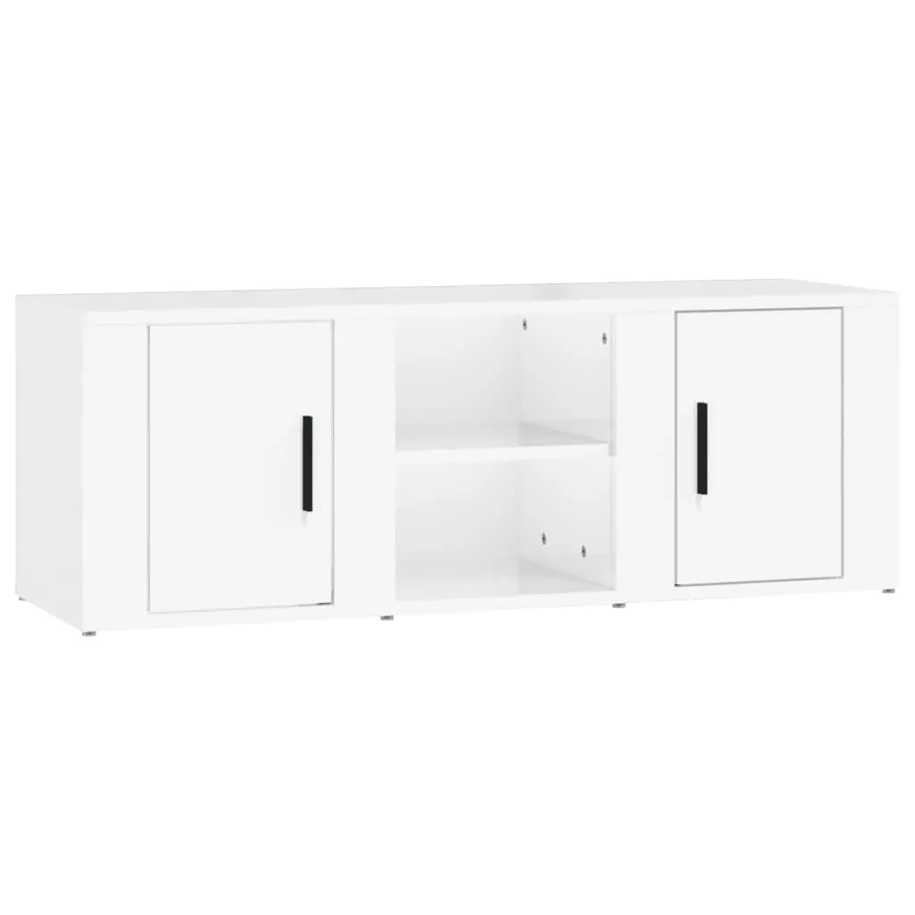 TV Cabinet High Gloss White 100x31.5x35 cm Engineered Wood 819430 - Furniture