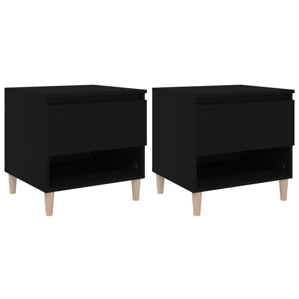 Bedside Tables 2 pcs Black 50x46x50 cm Engineered Wood 819535 - Furniture