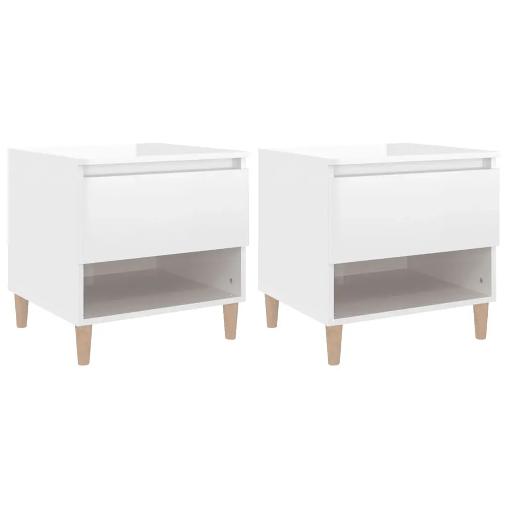 Bedside Tables 2 pcs High Gloss White 50x46x50 cm Engineered Wood 819537 - Furniture