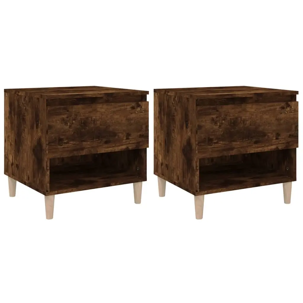 Bedside Tables 2 pcs Smoked Oak 50x46x50 cm Engineered Wood 819543 - Furniture