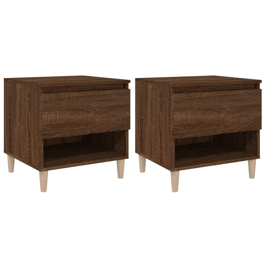 Bedside Tables 2 pcs Brown Oak 50x46x50 cm Engineered Wood 819547 - Furniture