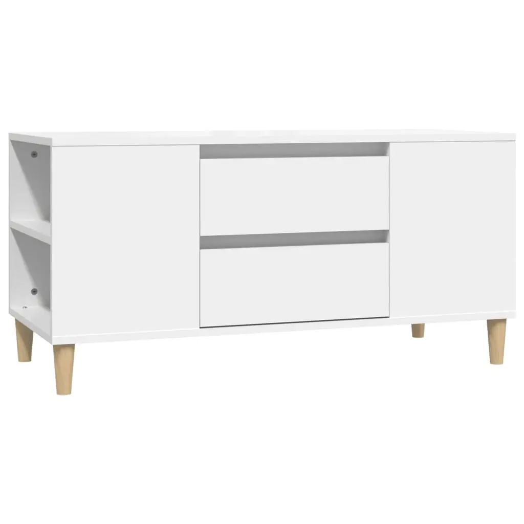 TV Cabinet White 102x44.5x50 cm Engineered Wood 819596 - Furniture