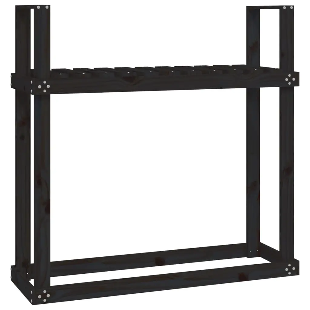 Firewood Rack Black 110x35x108.5 cm Solid Wood Pine 823861 - Home & Garden