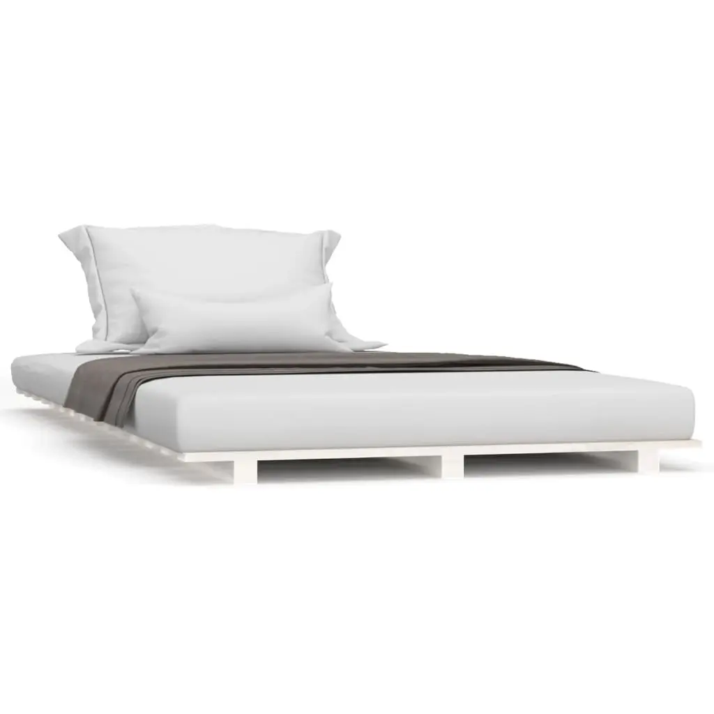 Bed Frame without Mattress White 90x190 cm Solid Wood Pine 824589 - Furniture