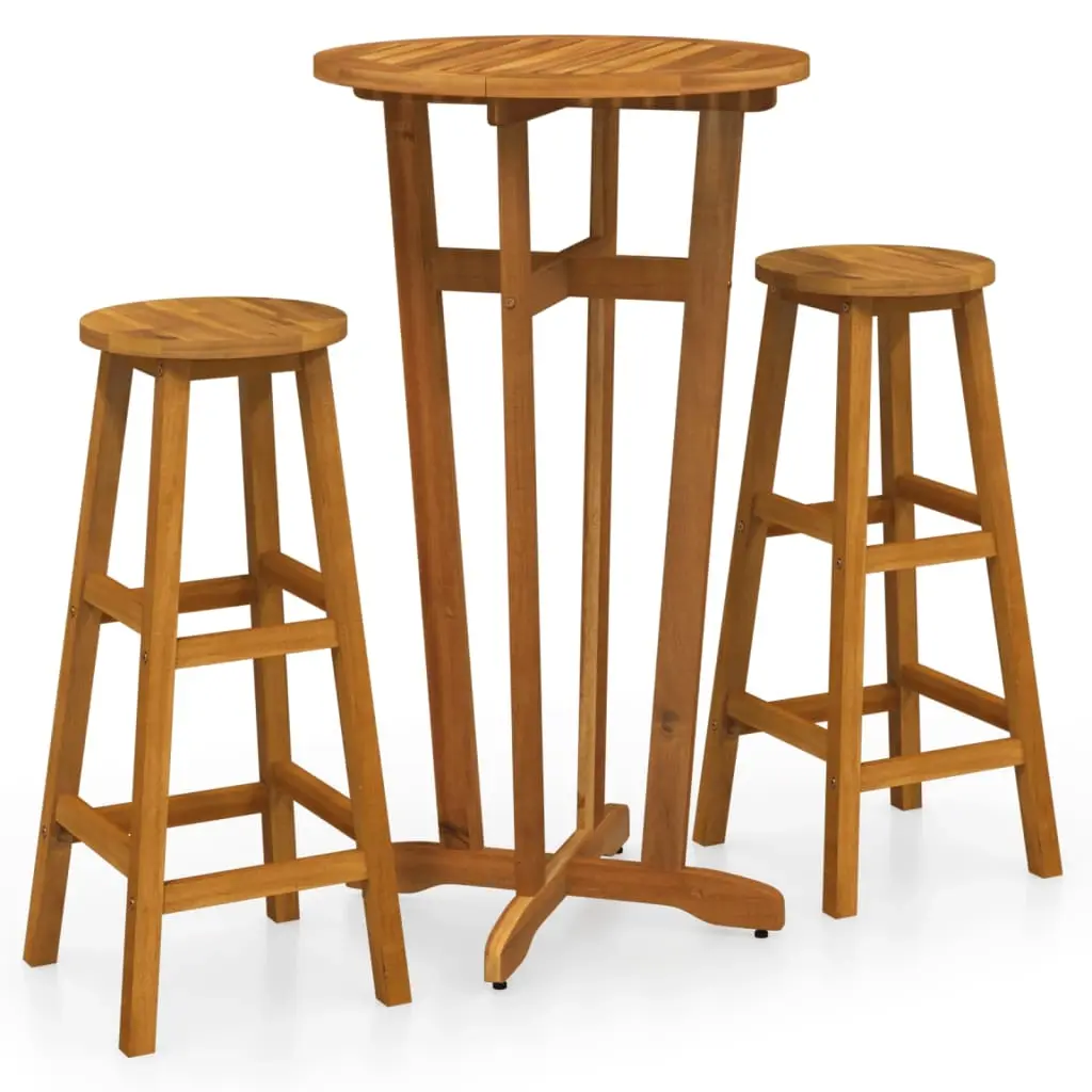 3 Piece Bar Set Solid Wood Acacia 319699 - Furniture