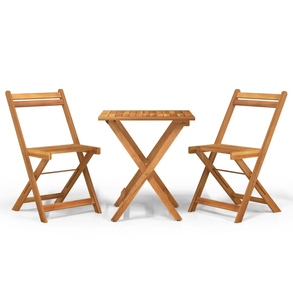 3 Piece Folding Bistro Set Solid Wood Acacia 319703 - Furniture