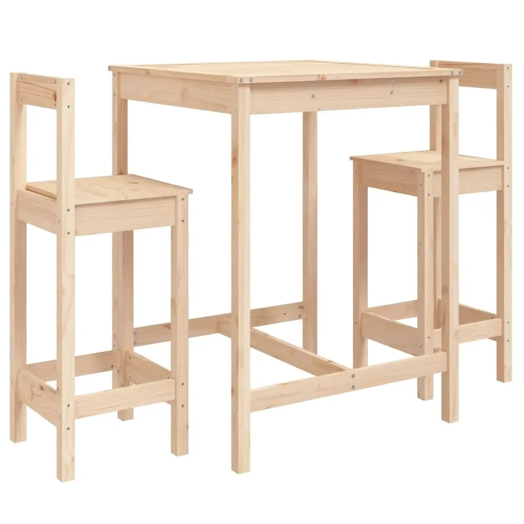 3 Piece Garden Bar Set Solid Wood Pine 3154735 - Furniture