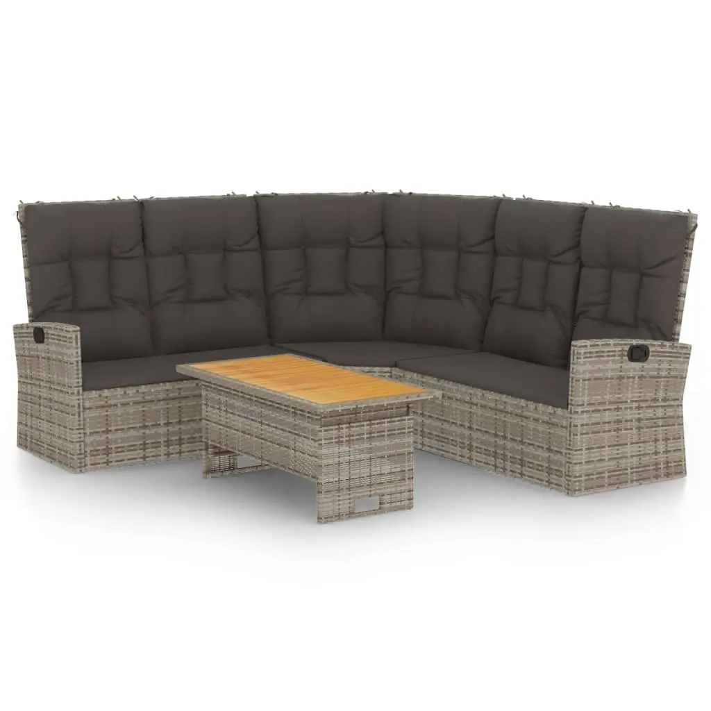 2 Piece Garden Lounge Set with Cushions Grey Poly Rattan 362176 - Furniture