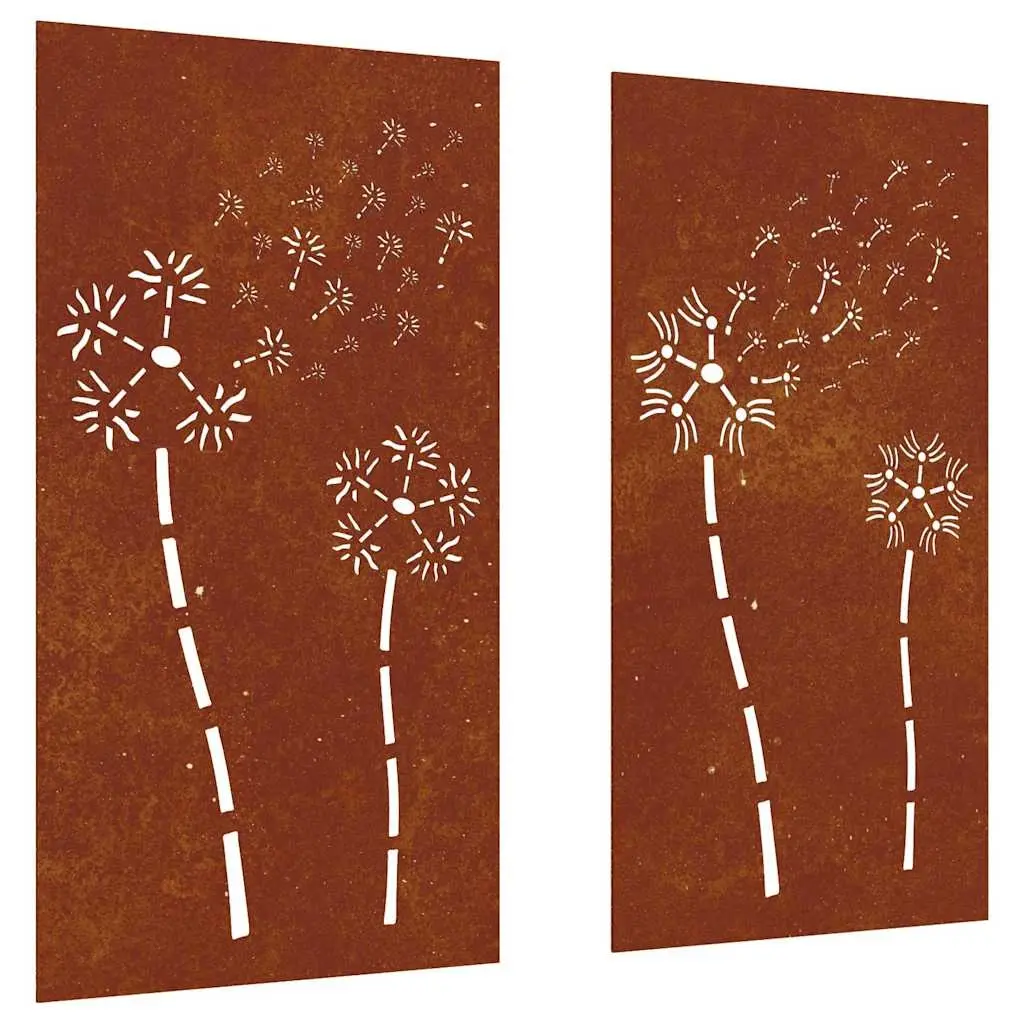 Garden Wall Decorations 2pcs 105x55cm Corten Steel Flower Design 824489 - Home & Garden