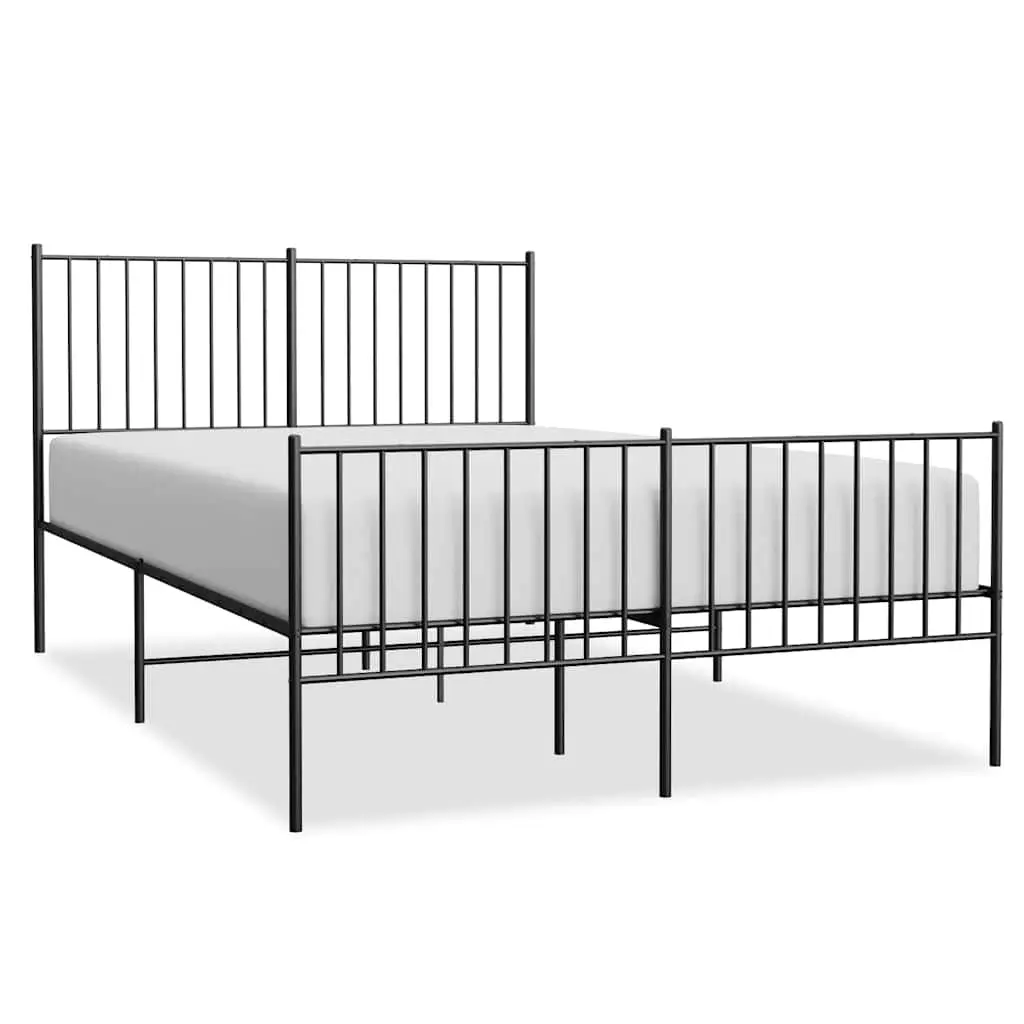 Metal Bed Frame without Mattress with Footboard Black 135x190 cm 350881 - Furniture