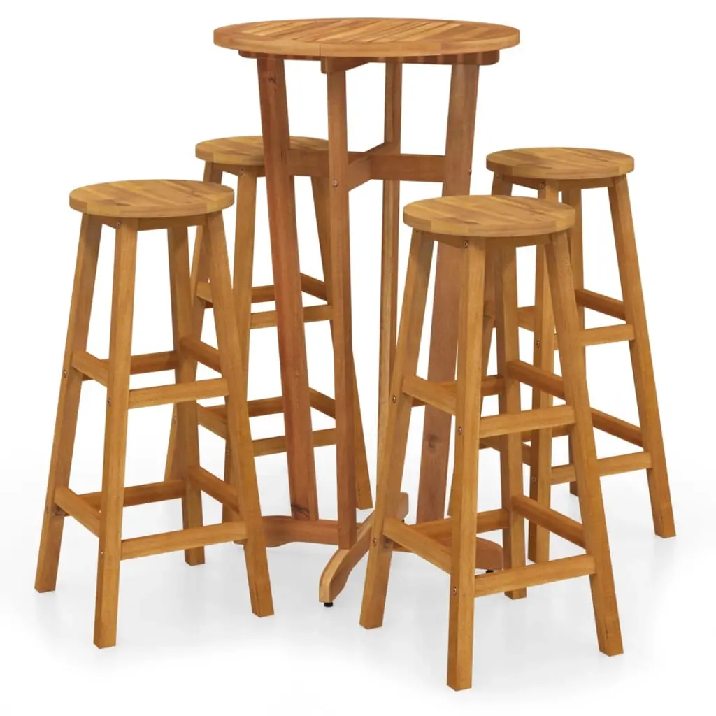 5 Piece Garden Bar Set Solid Wood Acacia 3154381 - Furniture