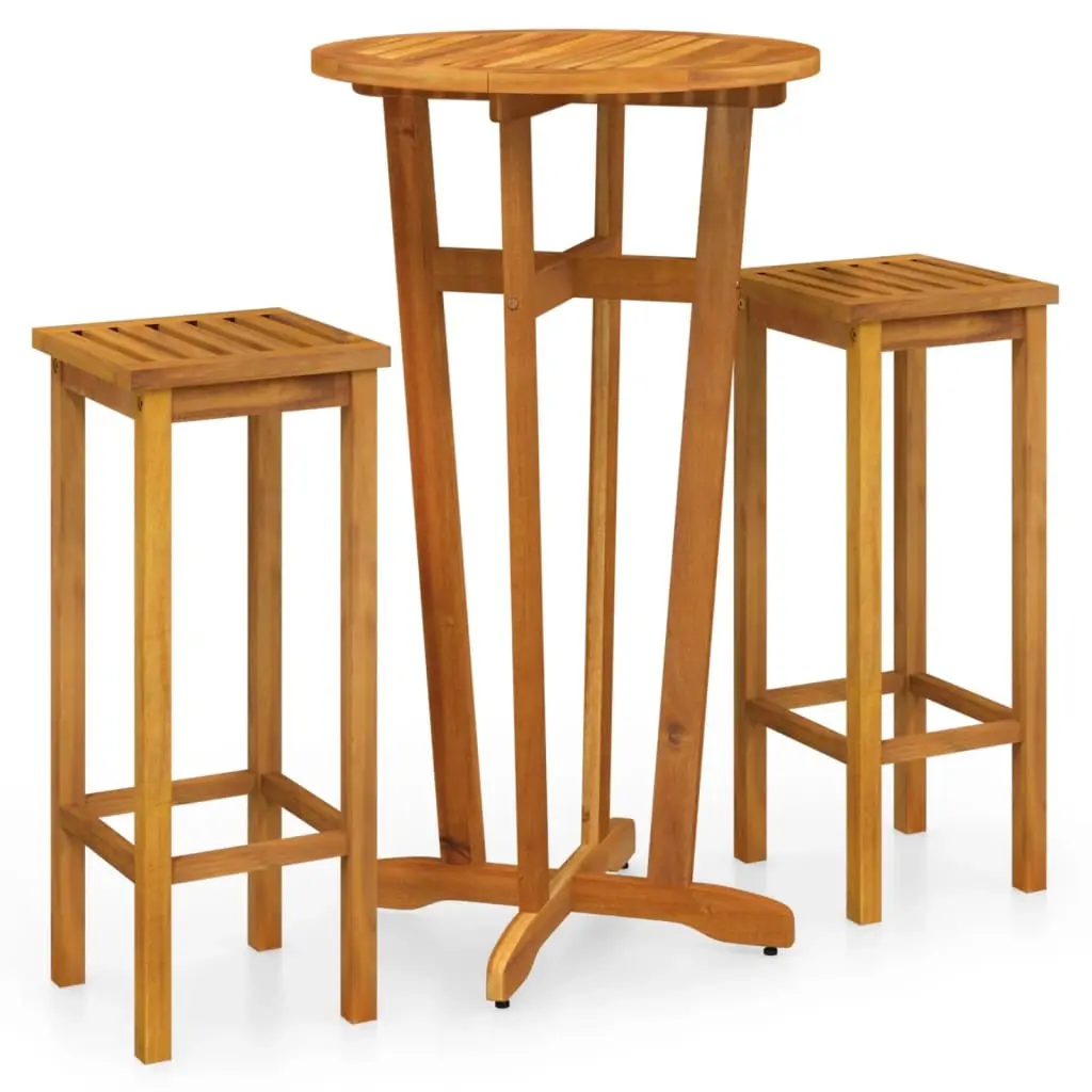 3 Piece Garden Bar Set Solid Wood Acacia 3154384 - Furniture