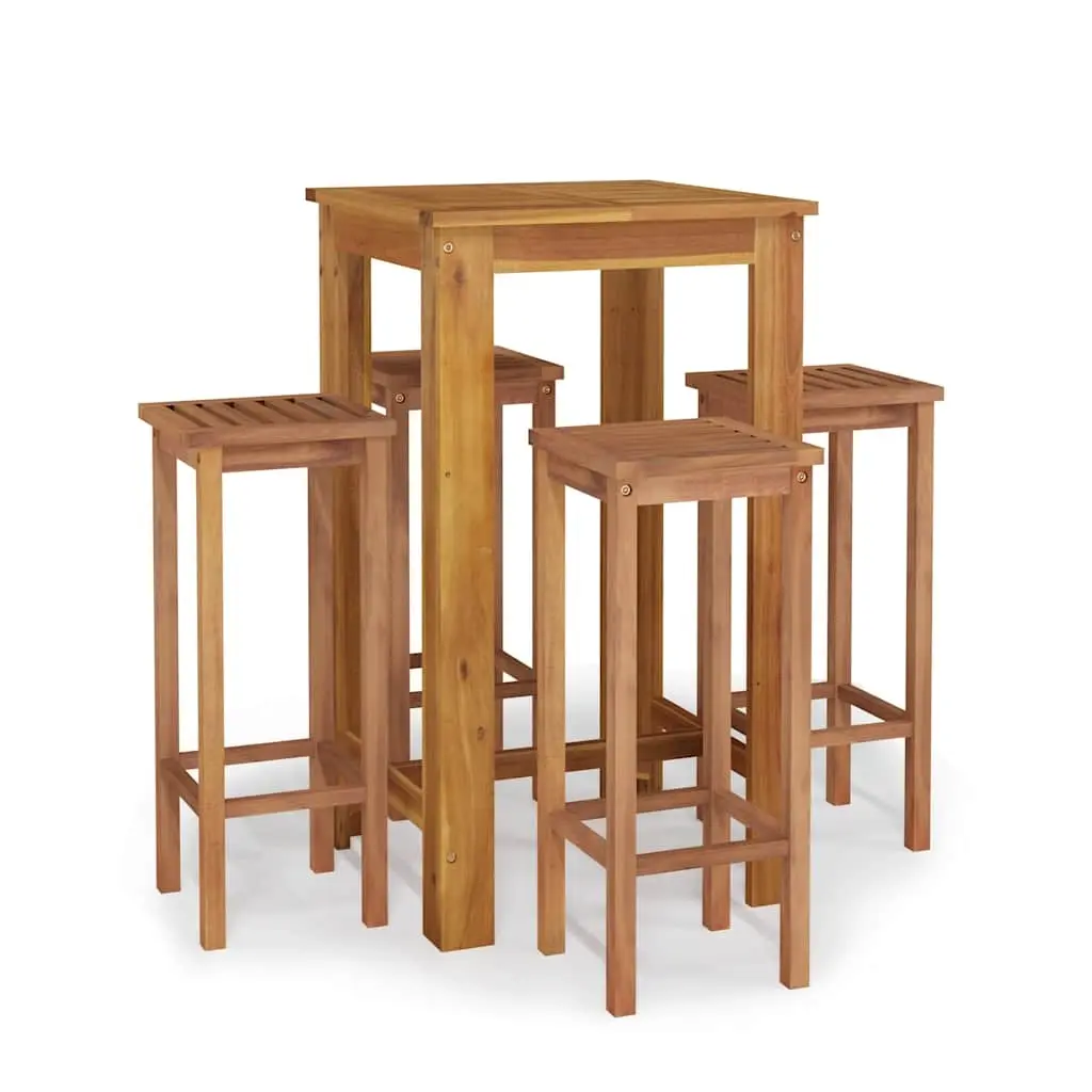 5 Piece Garden Bar Set Solid Wood Acacia 3154387 - Furniture