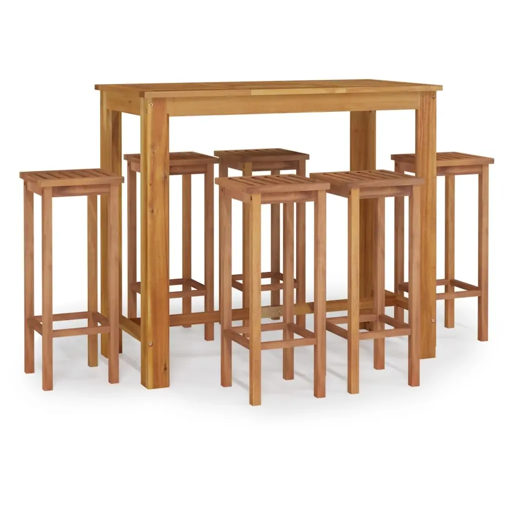 7 Piece Garden Bar Set Solid Wood Acacia 3154393 - Furniture
