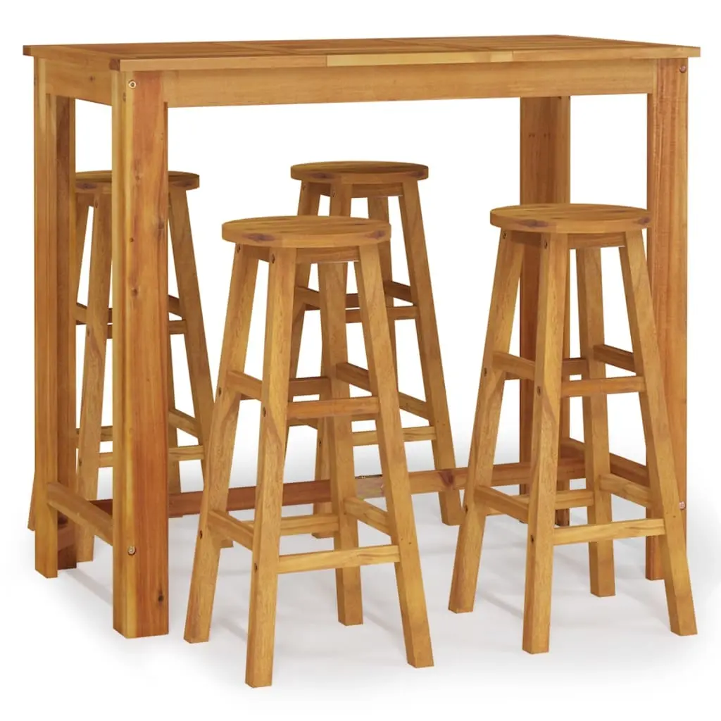 5 Piece Garden Bar Set Solid Wood Acacia 3154394 - Furniture