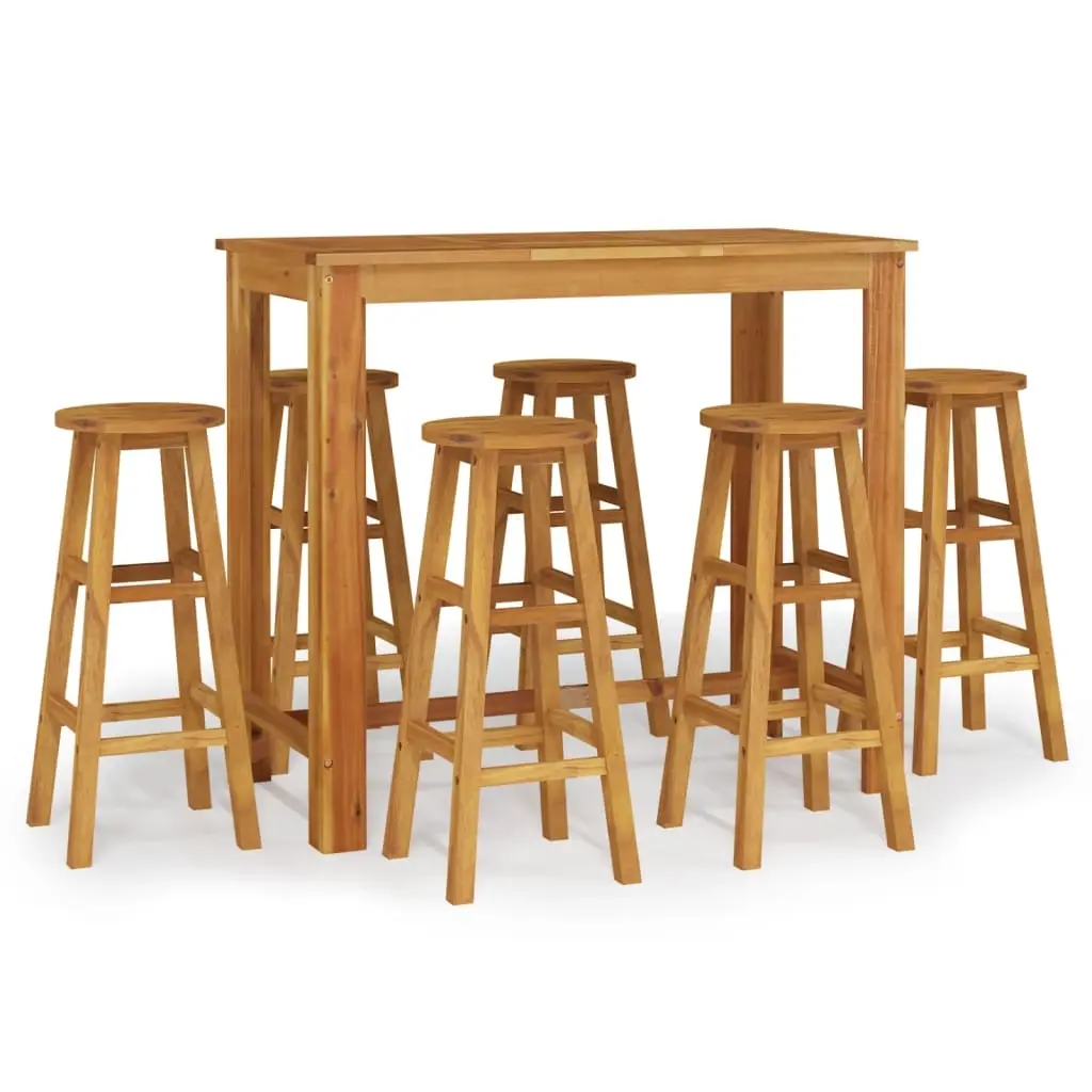 7 Piece Garden Bar Set Solid Wood Acacia 3154395 - Furniture