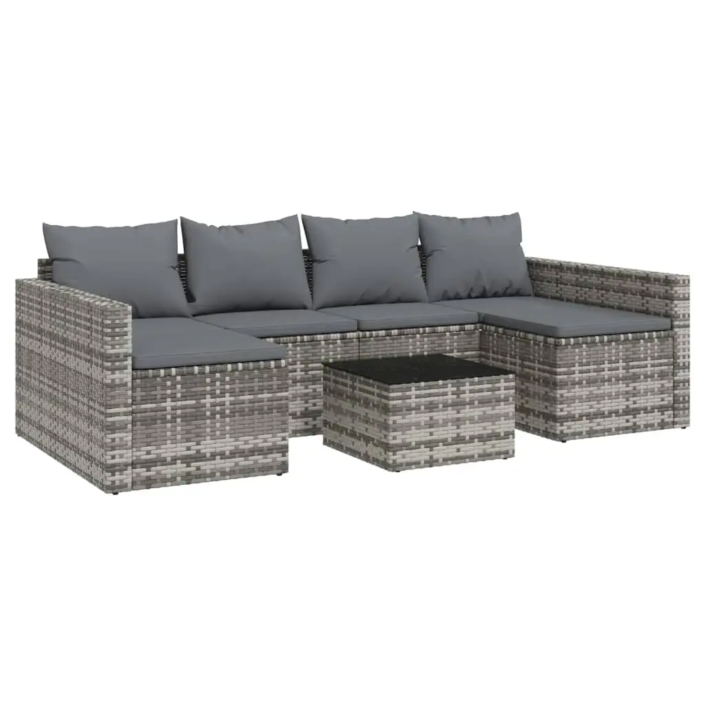 2 Piece Garden Lounge Set with Cushions Grey Poly Rattan 362344 - Furniture