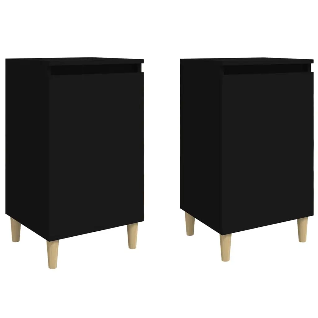 Bedside Cabinets 2 pcs Black 40x35x70 cm Engineered Wood 819631 - Furniture