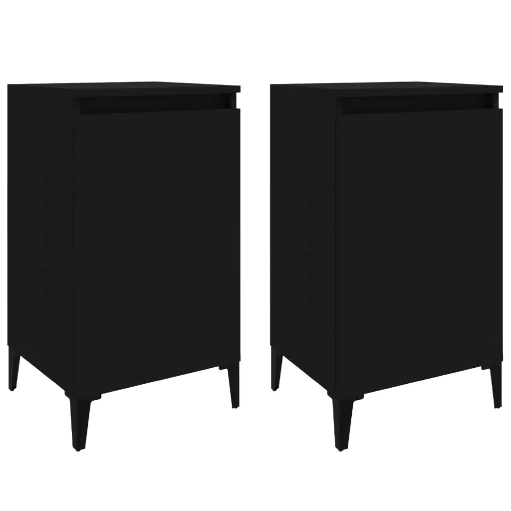 Bedside Cabinets 2 pcs Black 40x35x70 cm Engineered Wood 819647 - Furniture