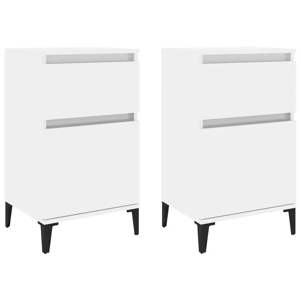 Bedside Cabinets 2 pcs High Gloss White 40x35x70 cm 819713 - Furniture