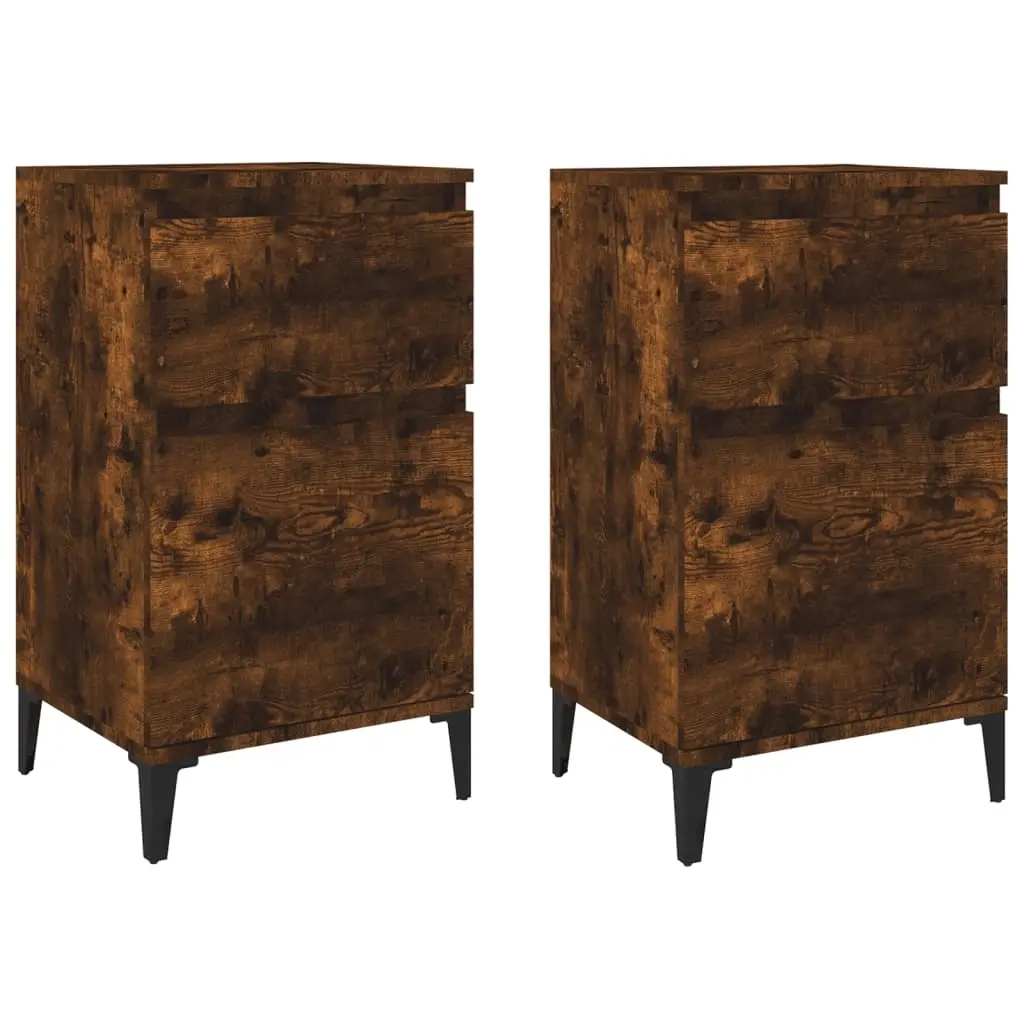 Bedside Cabinets 2 pcs Smoked Oak 40x35x70 cm 819719 - Furniture