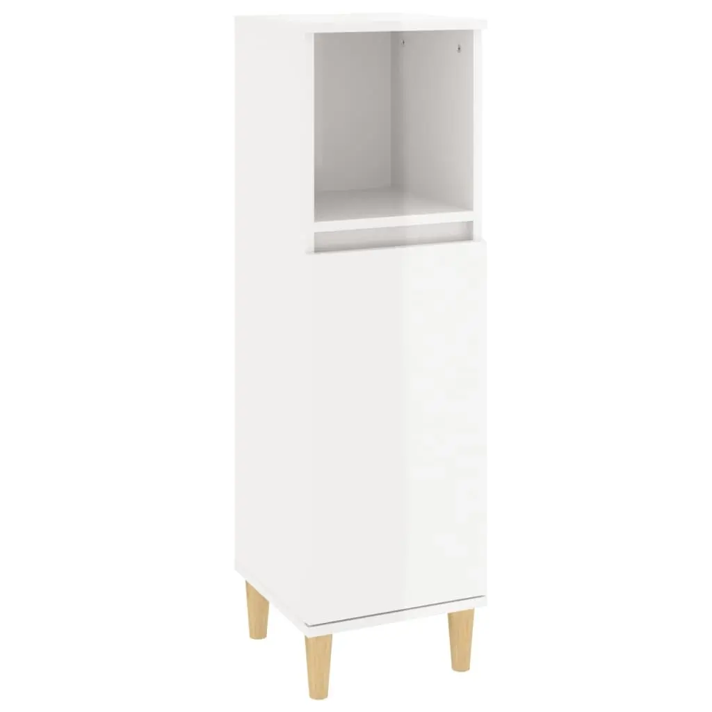 Bathroom Cabinet High Gloss White 30x30x100 cm Engineered Wood 819806 - Furniture