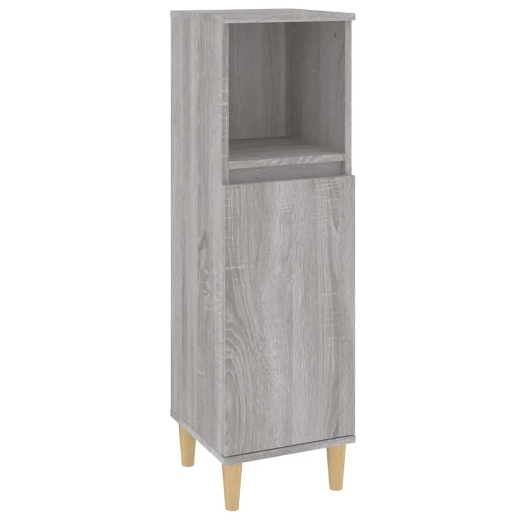 Bathroom Cabinet Grey Sonoma 30x30x100 cm Engineered Wood 819810 - Furniture