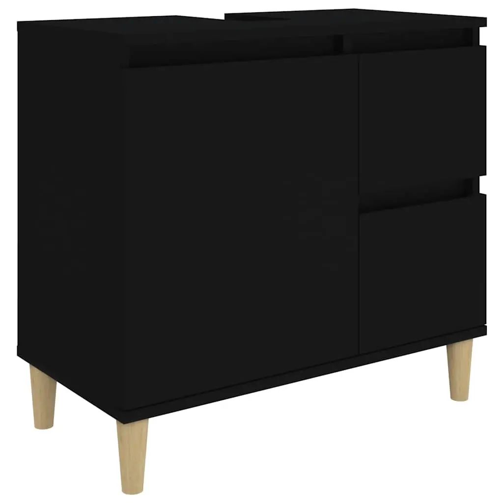 Bathroom Cabinet Black 65x33x60 cm Engineered Wood 819821 - Furniture