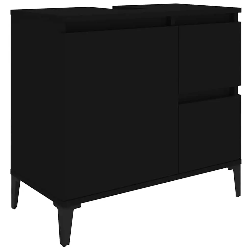Bathroom Cabinet Black 65x33x60 cm Engineered Wood 819829 - Furniture