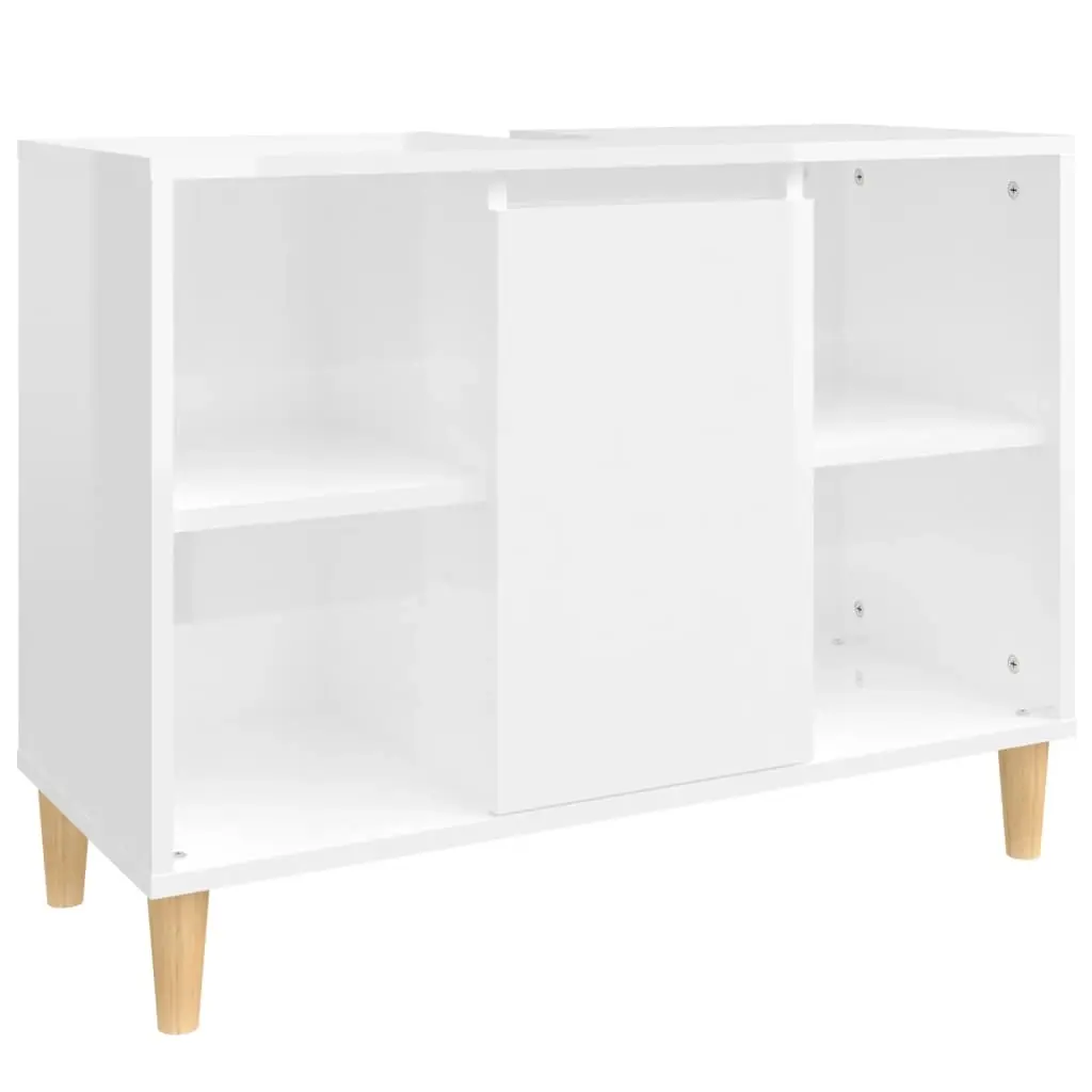 Sink Cabinet High Gloss White 80x33x60 cm Engineered Wood 821286 - Furniture