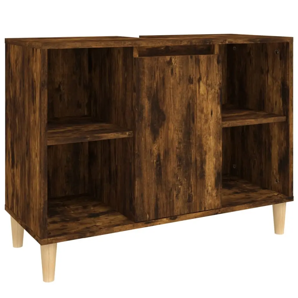 Sink Cabinet Smoked Oak 80x33x60 cm Engineered Wood 821289 - Furniture