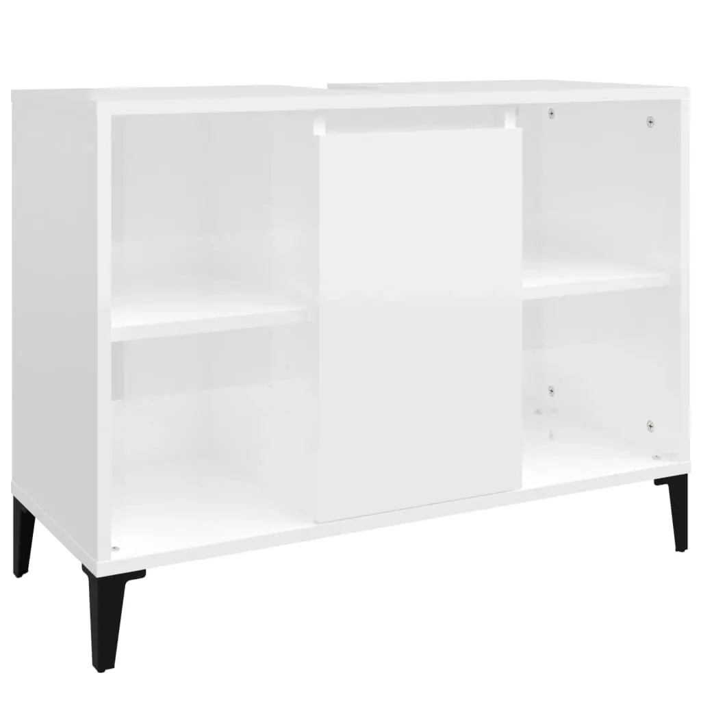 Sink Cabinet High Gloss White 80x33x60 cm Engineered Wood 821294 - Furniture