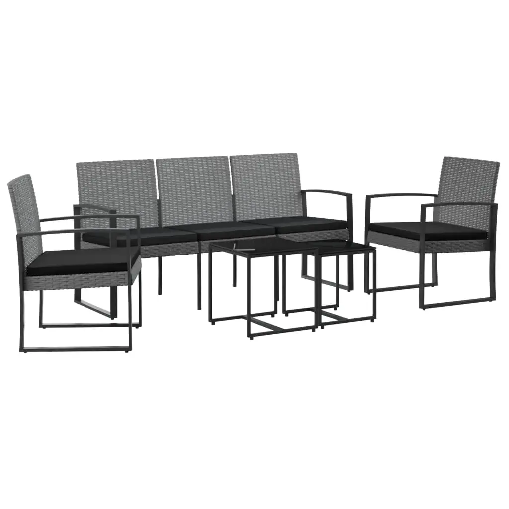 5 piece Garden Dining Set with Cushions Dark Grey PP Rattan 360220 - Furniture