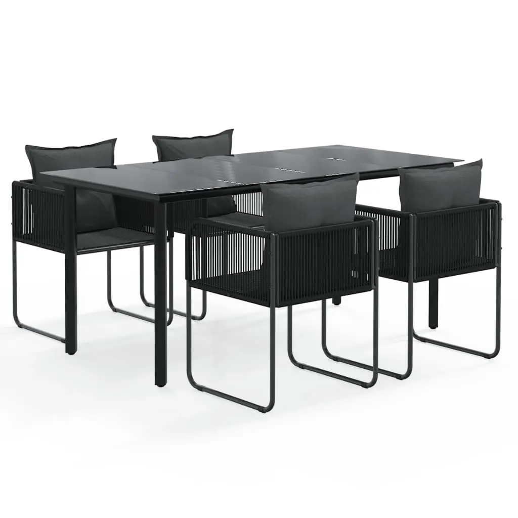 5 Piece Garden Dining Set Black 3156496 - Furniture