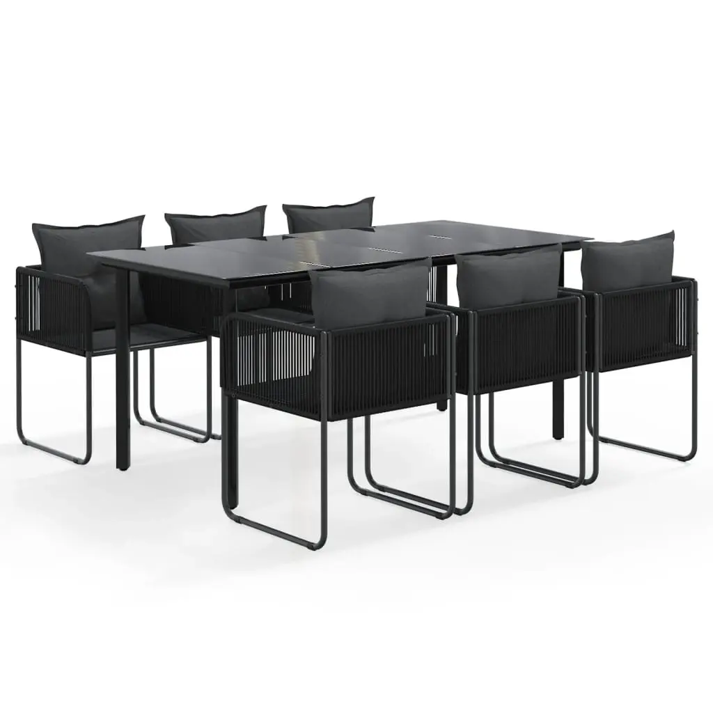7 Piece Garden Dining Set Black 3156497 - Furniture