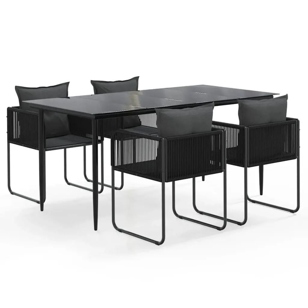 5 Piece Garden Dining Set Black 3156500 - Furniture