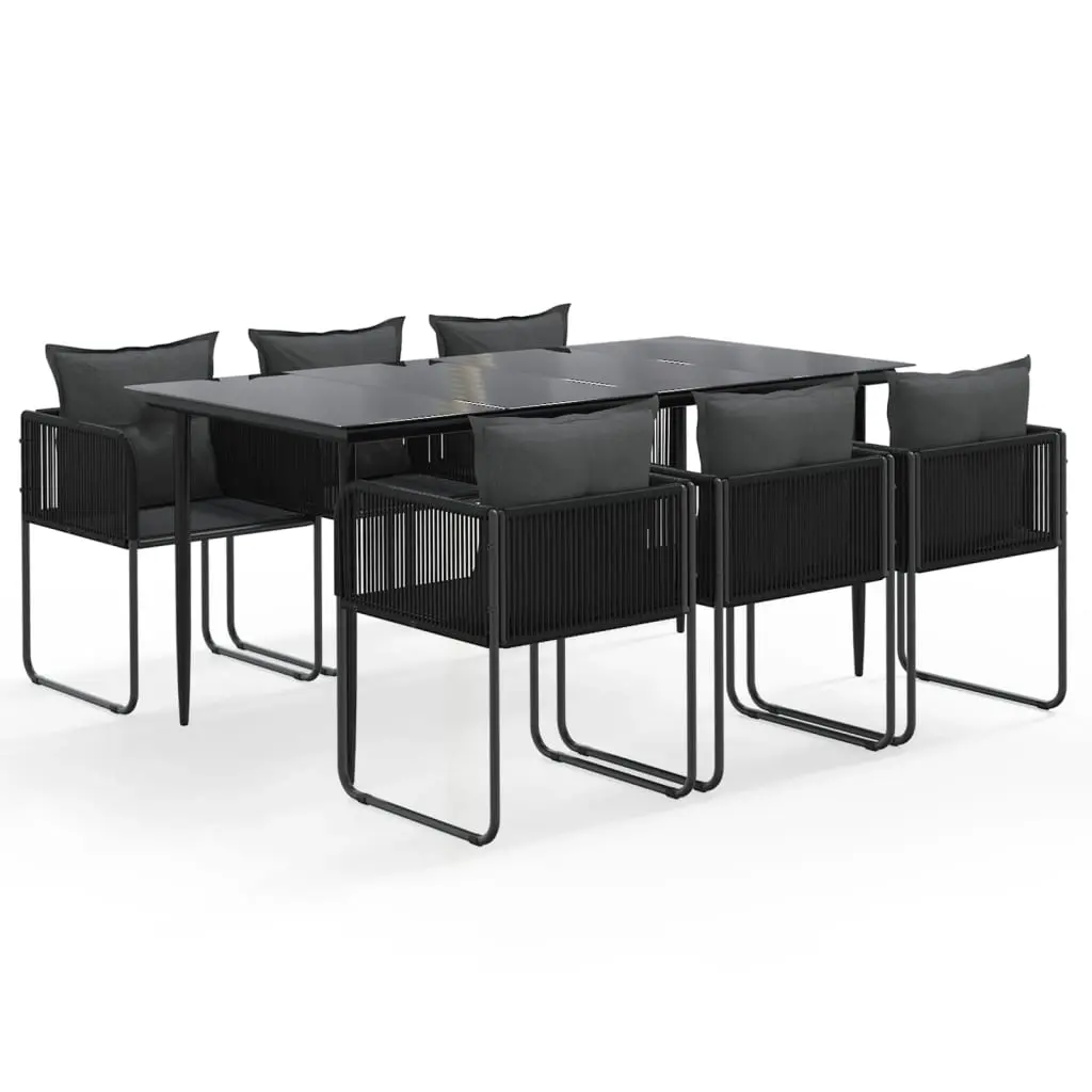 7 Piece Garden Dining Set Black 3156501 - Furniture