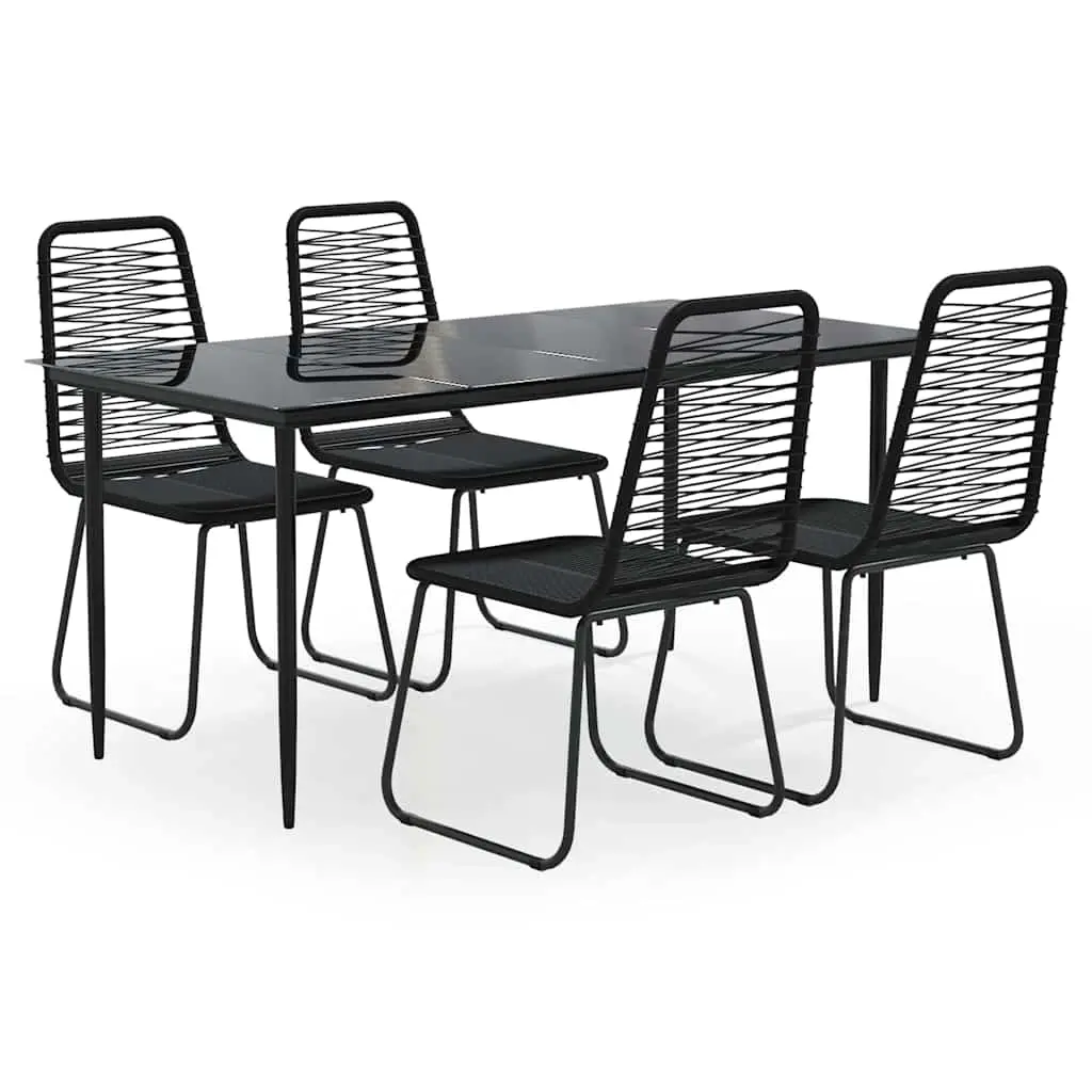 5 Piece Garden Dining Set Black 3156508 - Furniture