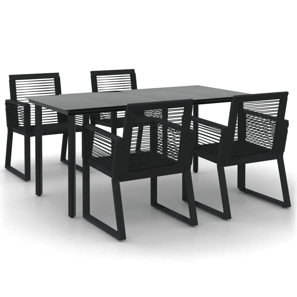 5 Piece Garden Dining Set Black PVC Rattan 3156544 - Furniture