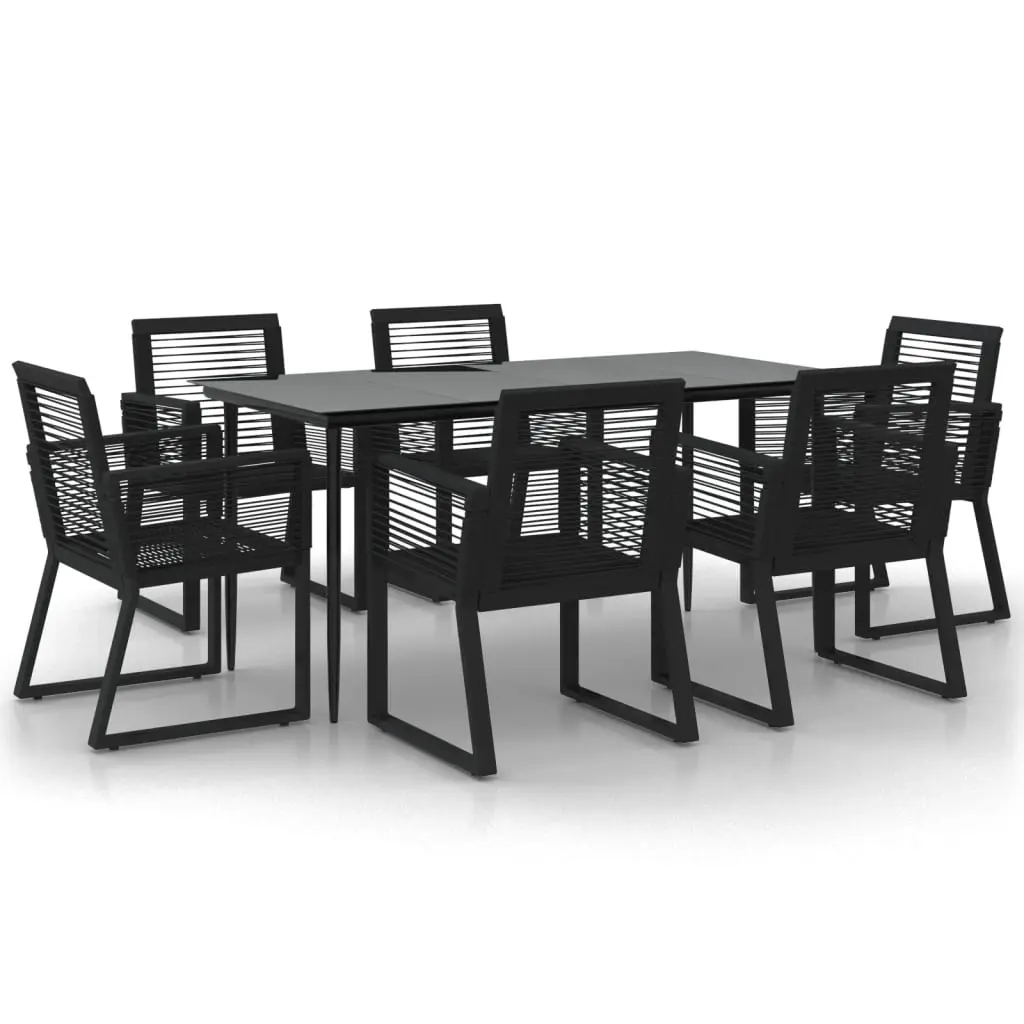 7 Piece Garden Dining Set Black PVC Rattan 3156549 - Furniture