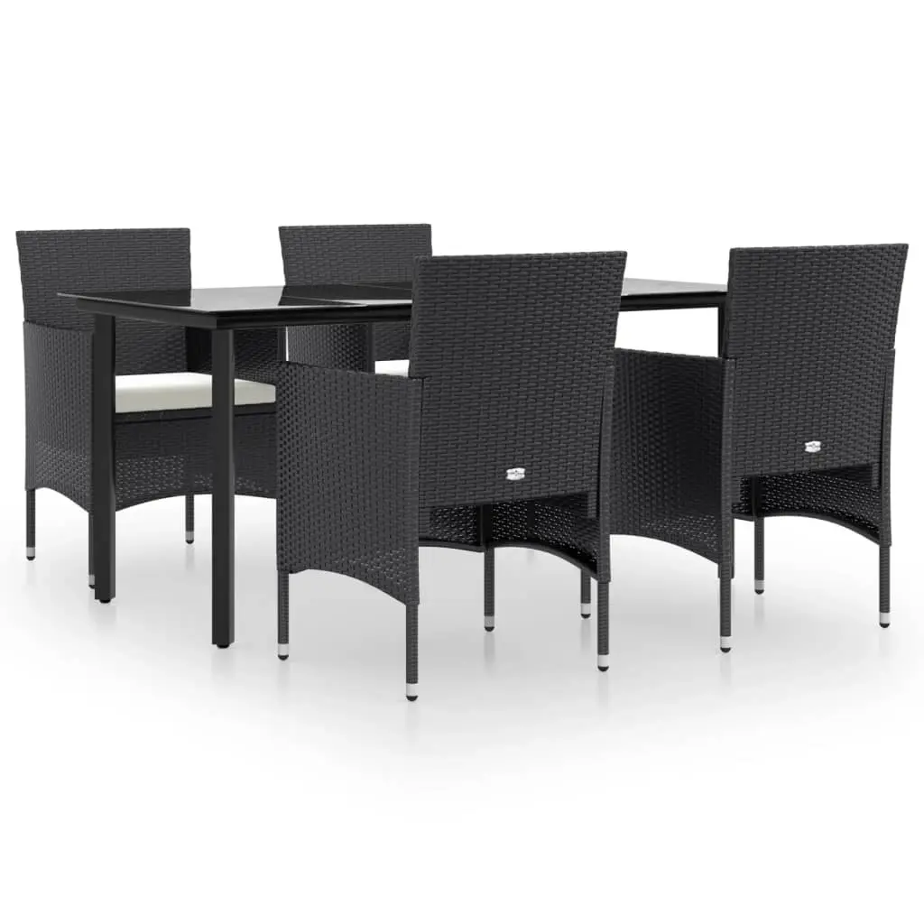 5 Piece Garden Dining Set with Cushions Black 3156600 - Furniture