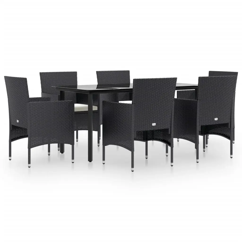 7 Piece Garden Dining Set with Cushions Black 3156601 - Furniture