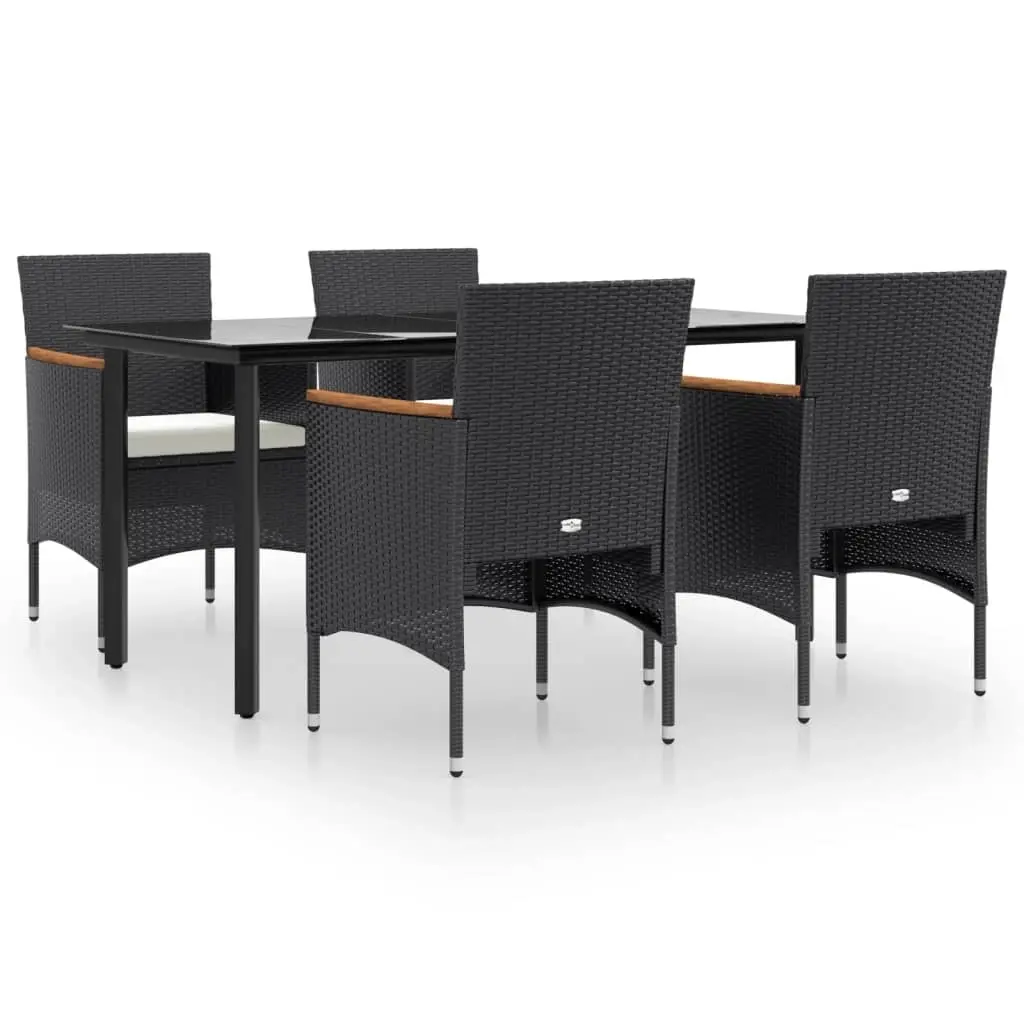 5 Piece Garden Dining Set with Cushions Black 3156632 - Furniture