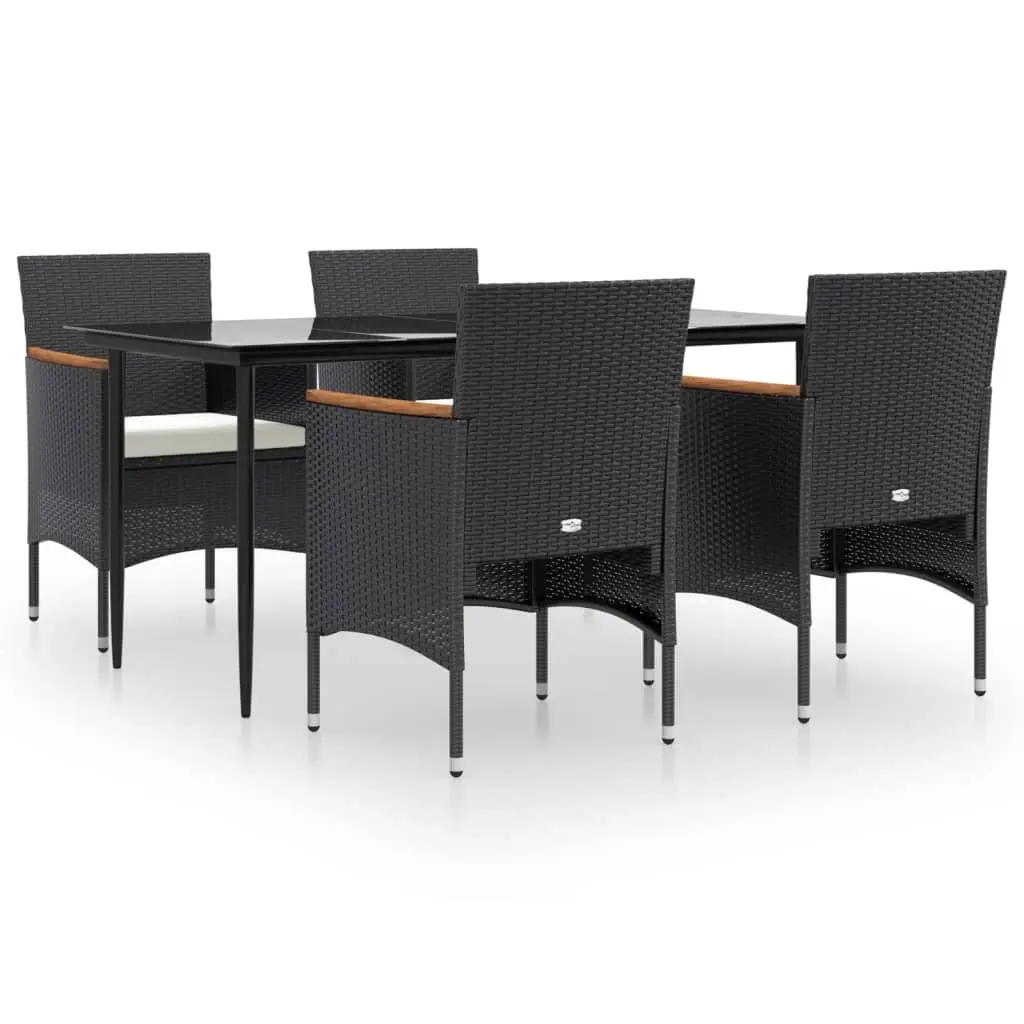 5 Piece Garden Dining Set with Cushions Black 3156640 - Furniture