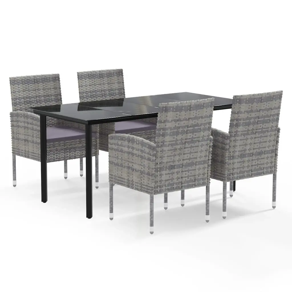 5 Piece Garden Dining Set with Cushions Anthracite Poly Rattan 3156770 - Furniture