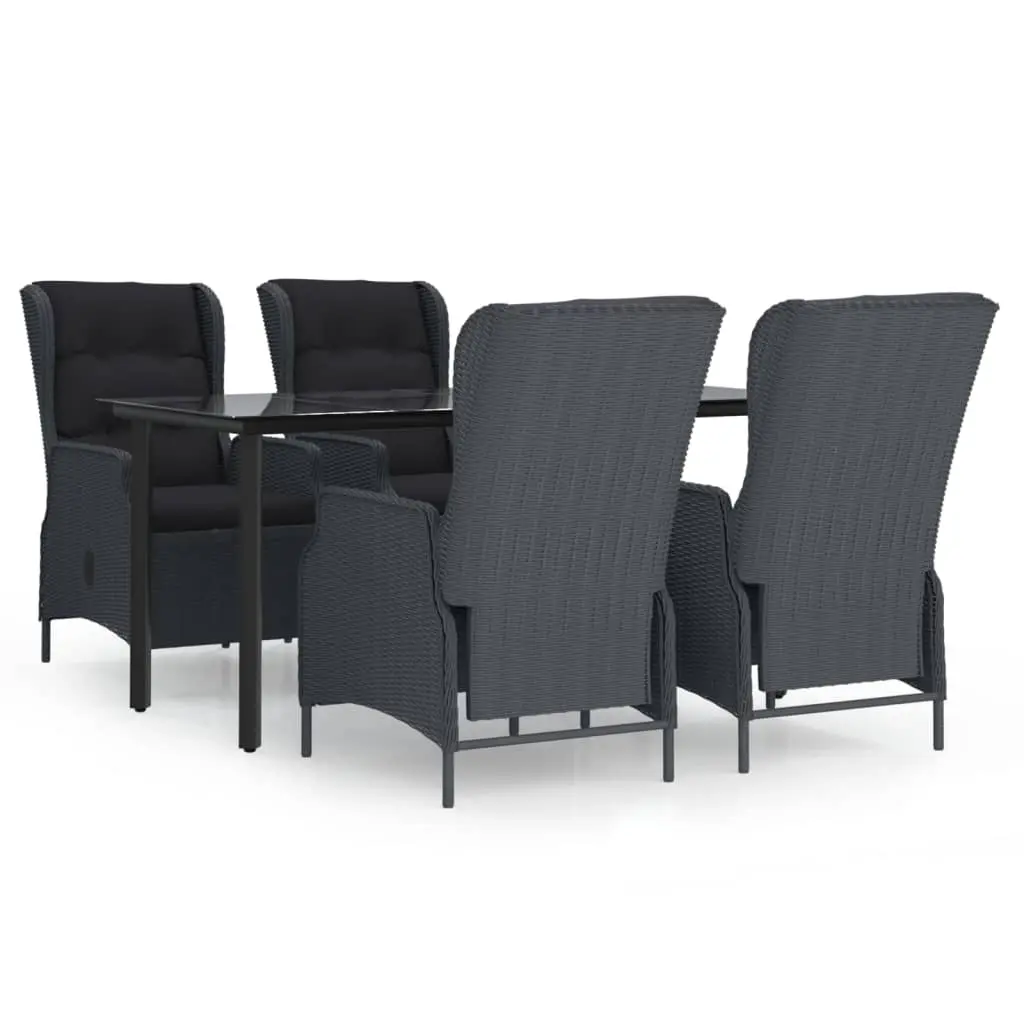 5 Piece Garden Dining Set Dark Grey Poly Rattan 3156790 - Furniture