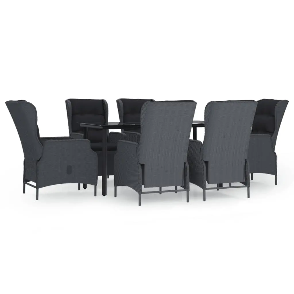 7 Piece Garden Dining Set Dark Grey Poly Rattan 3156791 - Furniture