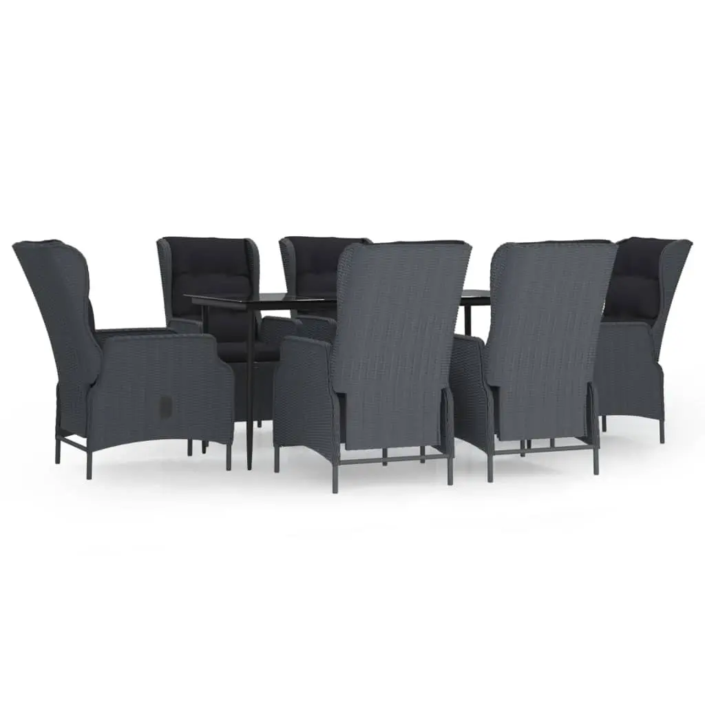 7 Piece Garden Dining Set Dark Grey Poly Rattan 3156803 - Furniture