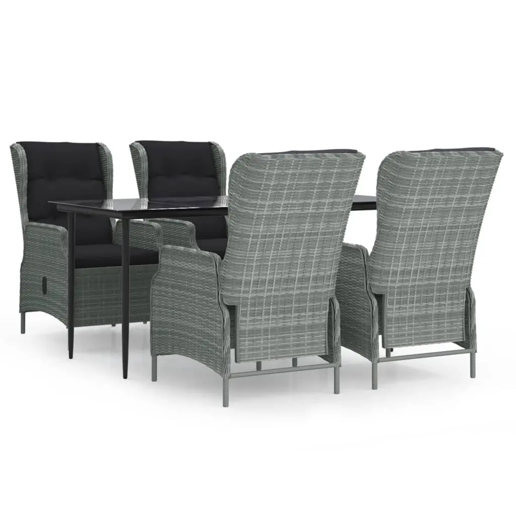 5 Piece Garden Dining Set Light Grey Poly Rattan 3156806 - Furniture